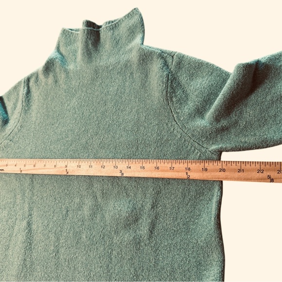 J Jill Sweater Size Medium Aqua Blue Long Sleeve Mock Neck Relaxed Fit Soft - Picture 10 of 12